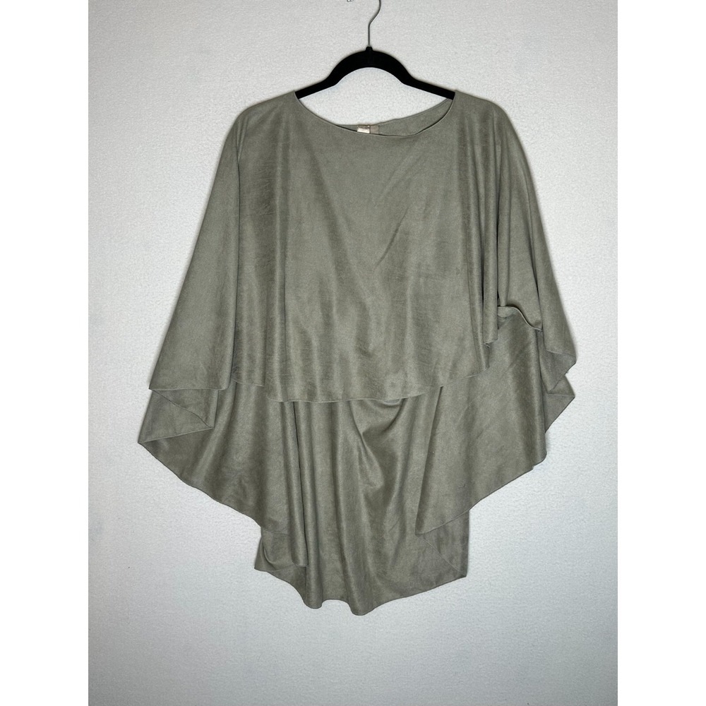 LOOK Gray Poncho One Size Womens Back Exposure Cutout Draped Sweater Wrap